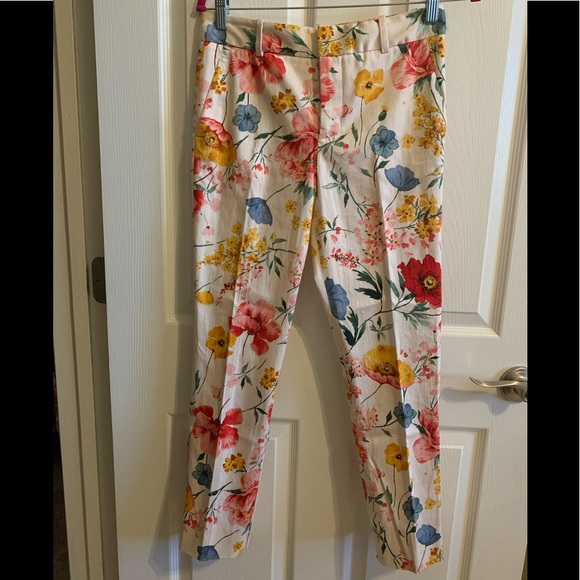 Zara Floral Chino Ankle Trouser Pants  Size 4 - Picture 3 of 8